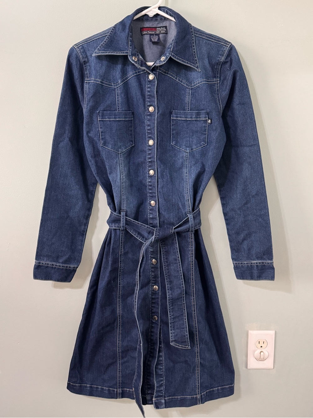 Vintage Y2K Aéropostale long-sleeve western denim midi dress size S